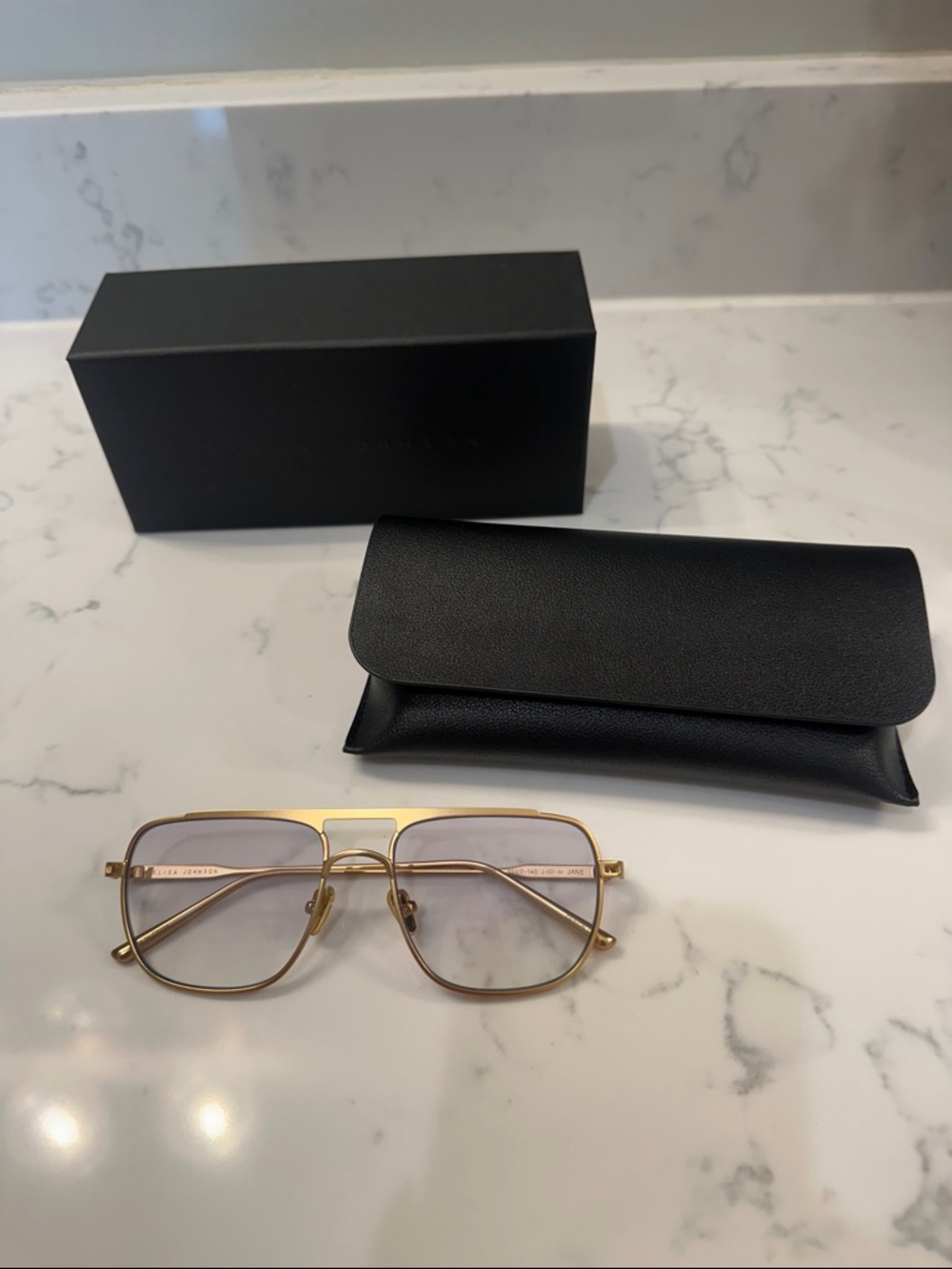 Gold Metal Aviator Sunglasses with Light Tint - Women